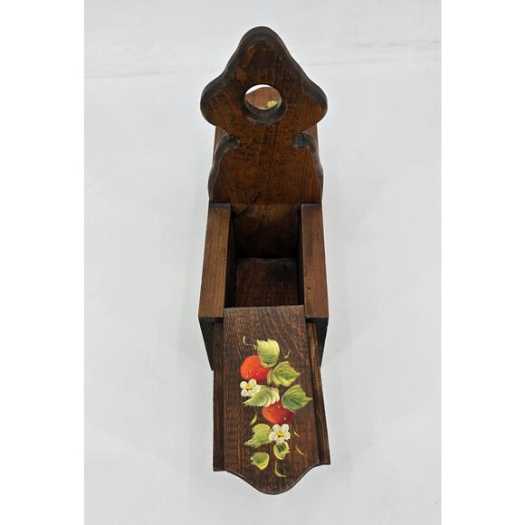 Vintage Hand-Painted Cottagecore Strawberry Wooden Sewing or Recipe Box - Picture 3 of 8